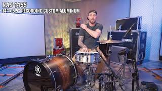 Video thumbnail for Yamaha Aluminum Recording Custom 14” x 5.5” Snare Drum by Yamaha Corporation of America
