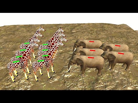 Crazy GIRAFFES vs Wild ELEPHANTS - Animal Revolt Battle Simulator