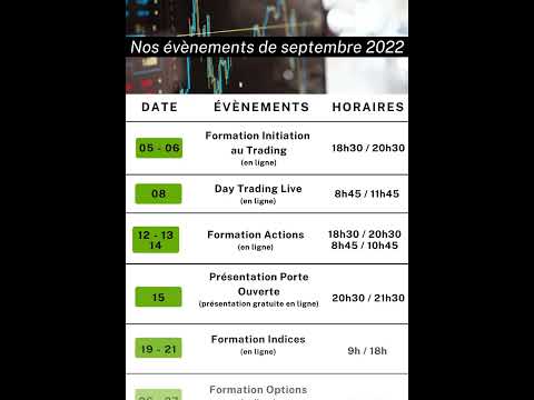 Calendrier des évènements de septembre 2022