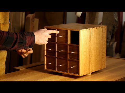 Cube Of Drawers - Oak, Walnut and Curly Maple