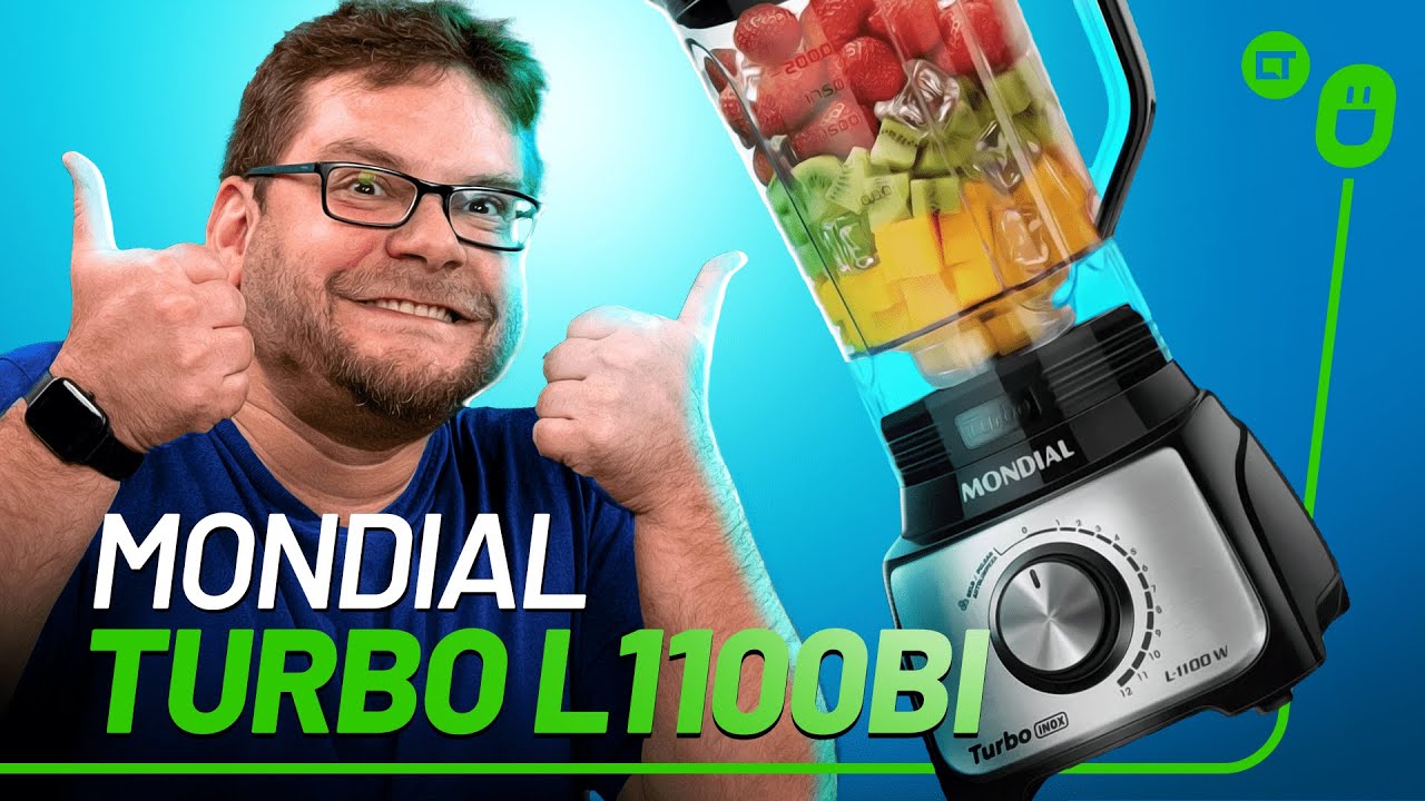 Miniatura da avaliação em vídeo de Liquidificador Mondial Turbo 1200W L-1200 BI Preto/Inox 220V