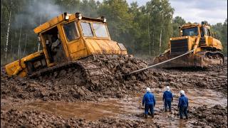 Epic Bulldozer Rescue: Tractor Pulled From a Swamp! Heavy Equipment Recovery Compilation