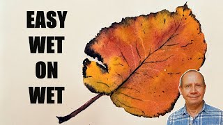 Easy wet on wet watercolor tutorial. Painting fall leaves in watercolour. Autumn colors - beginners