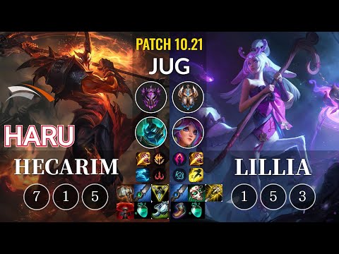 HLE Haru Hecarim vs Lillia Jungle - KR Patch 10.21