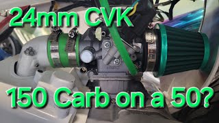 GY6 150cc Carburetor on a 139QMB 50cc with a BBK.  The 24mm CVK Mod