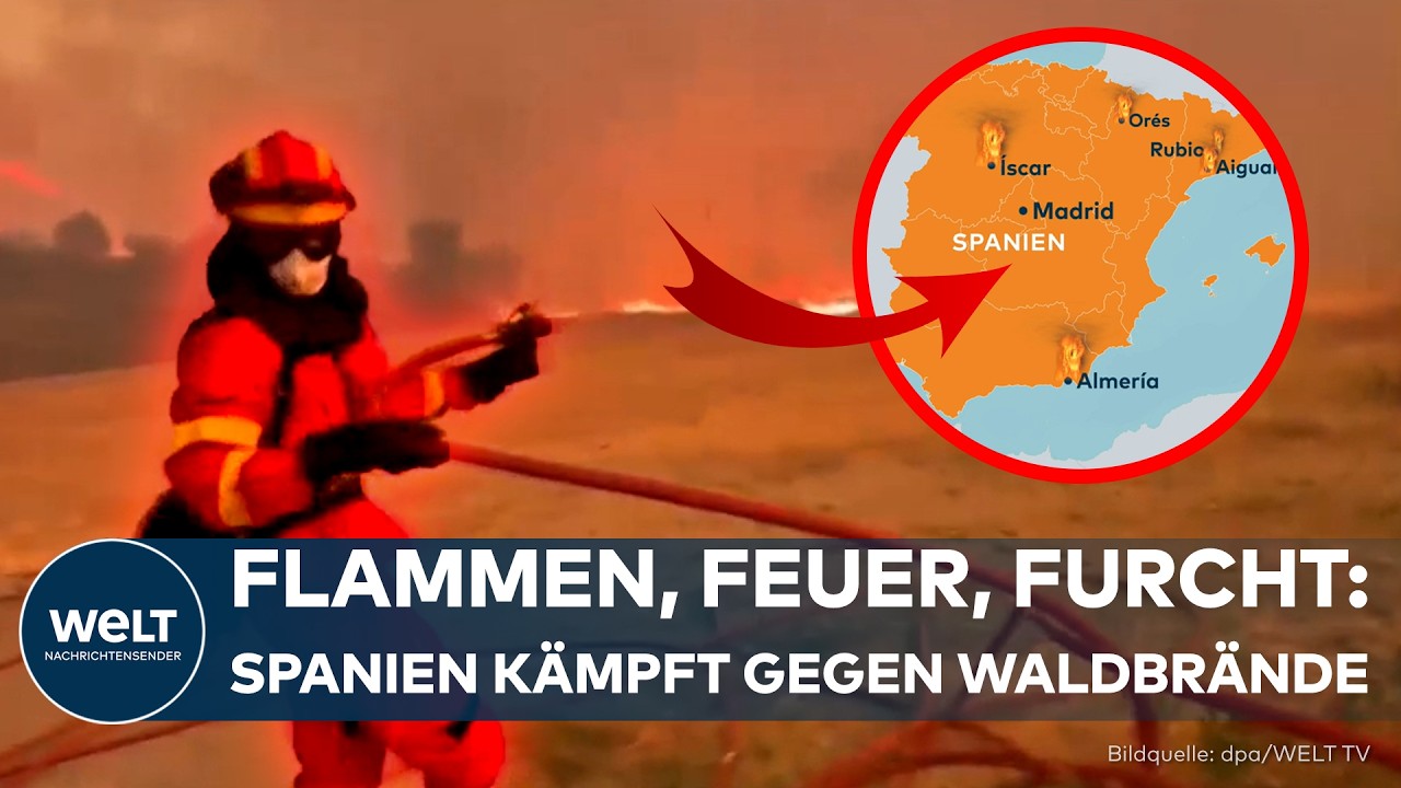 WALDBRÄNDE IN SPANIEN: Flammen bedrohen Dörfer – Einsatzkräfte kämpfen gegen das Feuer!