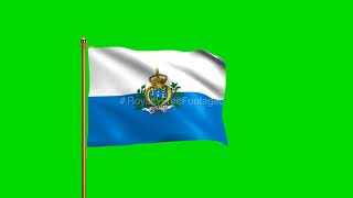 San Marino National Flag | World Countries Flag Series | Green Screen Flag | Royalty Free Footages