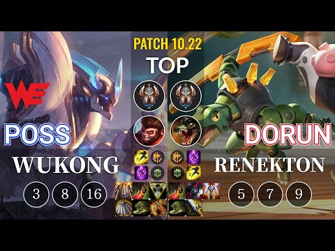 WE Poss Wukong vs DoRun Renekton Top - KR Patch 10.22