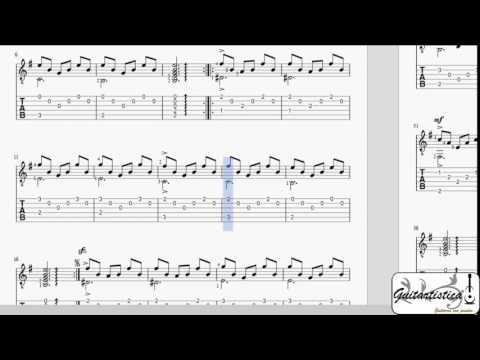 Estudio de Arpegio #1 Para Guitarra Clasica  Diego Erley TAB Partitura  | Super Arpegio triste