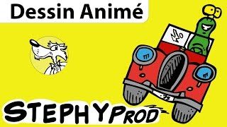 Dessin animé vacances, la voiture de l'escargot