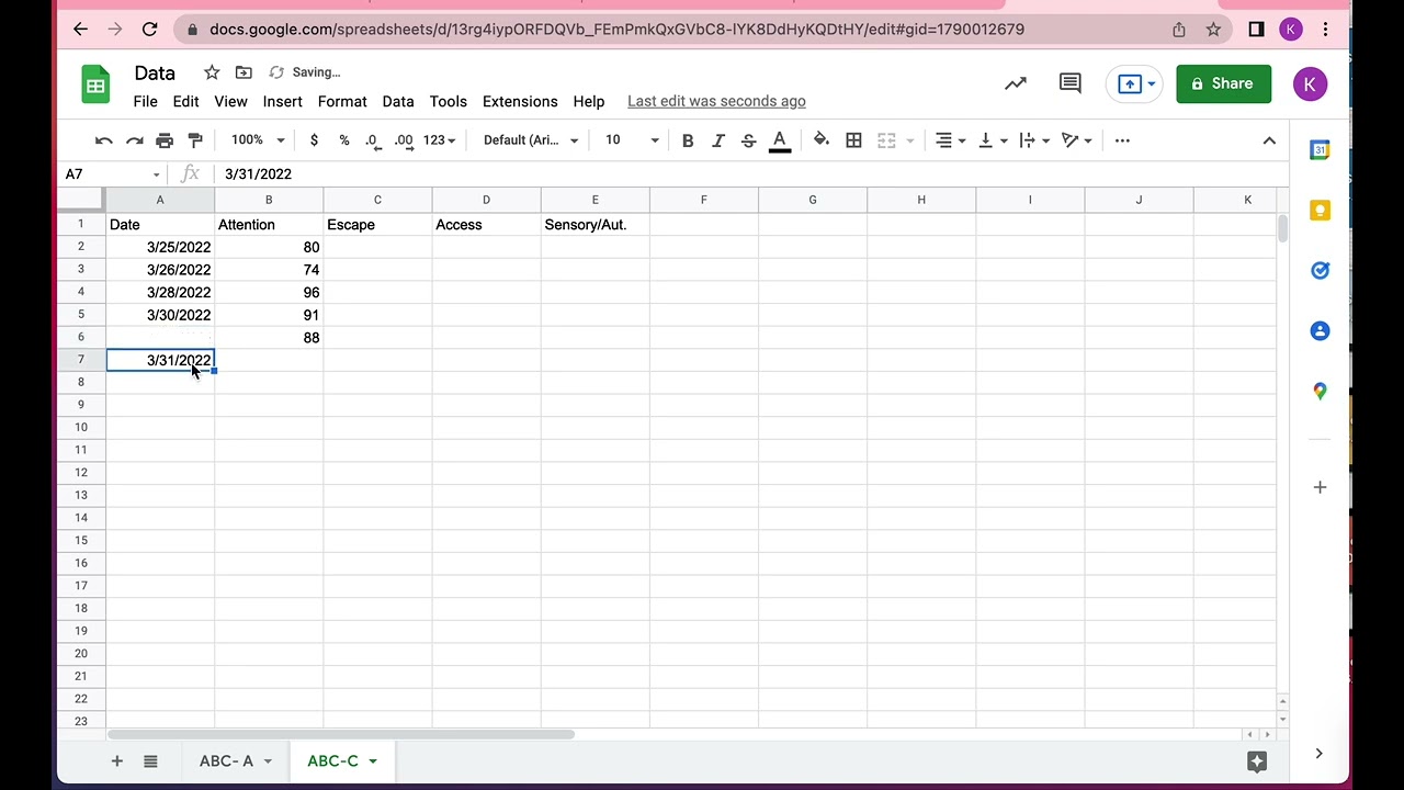 Google Sheets Line Graph Tutorial- ABC Data- Consequence