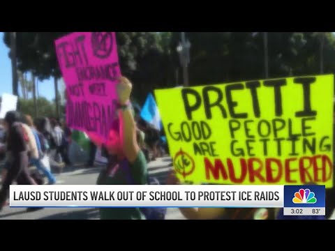LAUSD students walk out classroom to protest ICE crackdowns