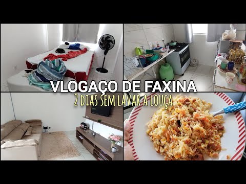 VLOGAÇO DE FAXINA - 2 dias sem lavar a louça + almoço improvisado 