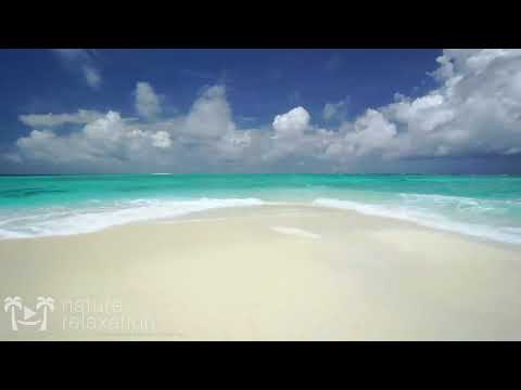 The Perfect Paradise Beach Scene in 4K  White Sand, Blue Water & Waves   Two Hours