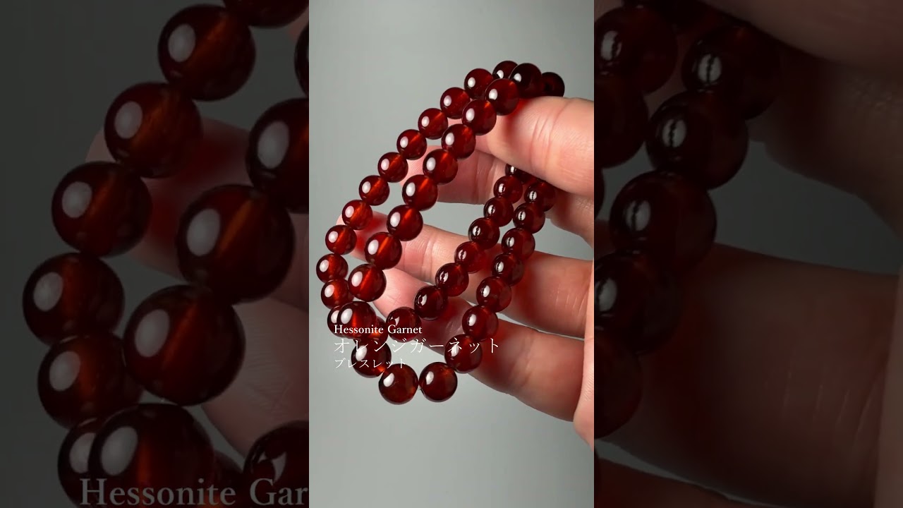[高品質]オレンジガーネットブレスレット/ヘソナイト（約8mm玉）-slide-youtube