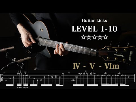 The 10 Levels Of Guitar Licks (Fmaj7 - G7 - Am7) Neo Soul Guitar