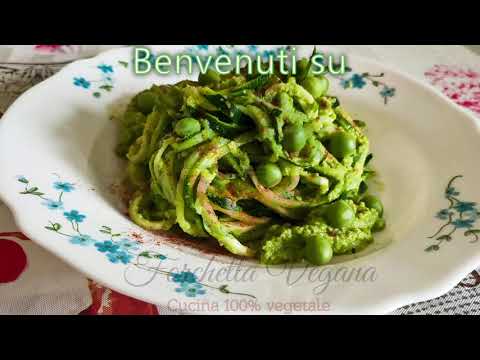 Spaghetti di zucchine con hummus di piselli - Ricetta Raw