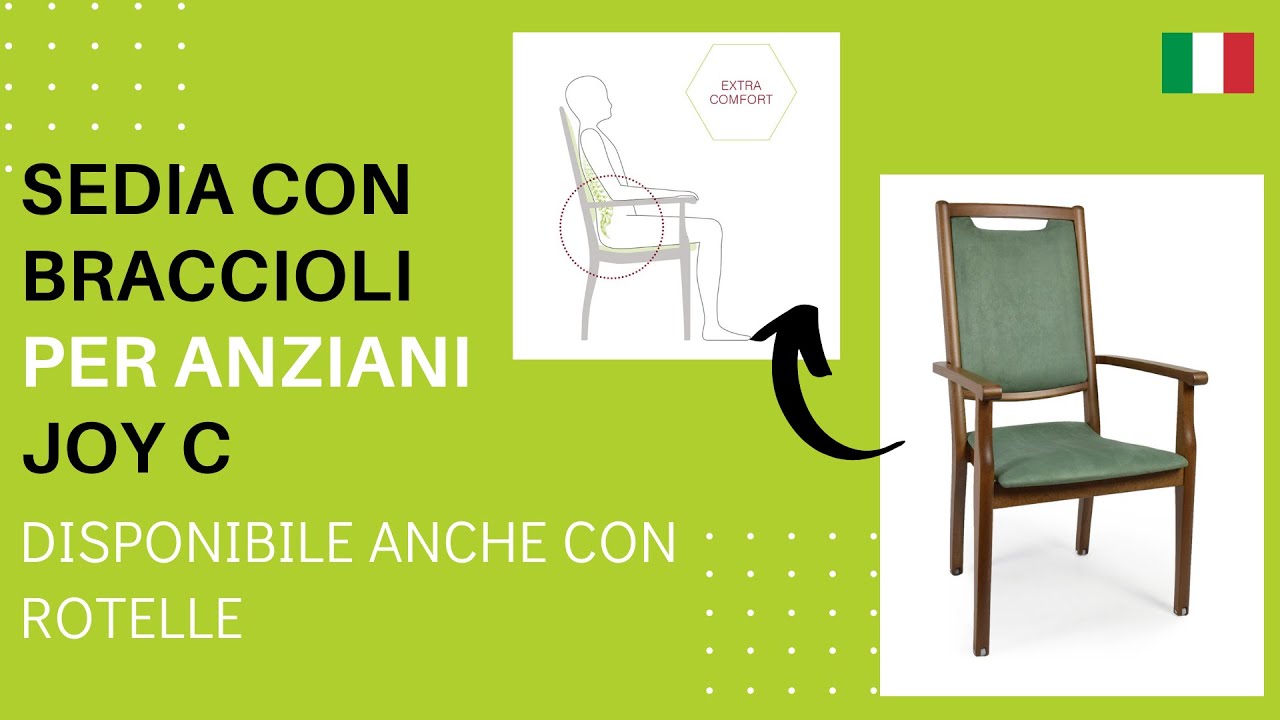 Sedia con braccioli per anziani - Joy C (versione con rotelle) | Di Corrado