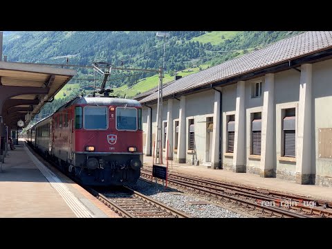 Stazione di Airolo SBB CFF FFS Railway Station with the Gotthard Panorama Express 2019