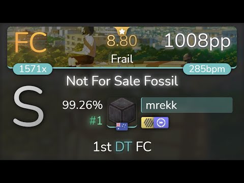 mrekk | Wakeshima Kanon - Not For Sale Fossil [Frail] 1st +HDDT FC 99.26% {#1 1008pp FC} - osu!