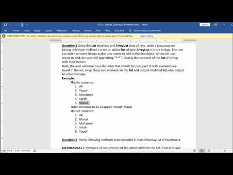 Arraylist Question Two Part One Java3 Arabic