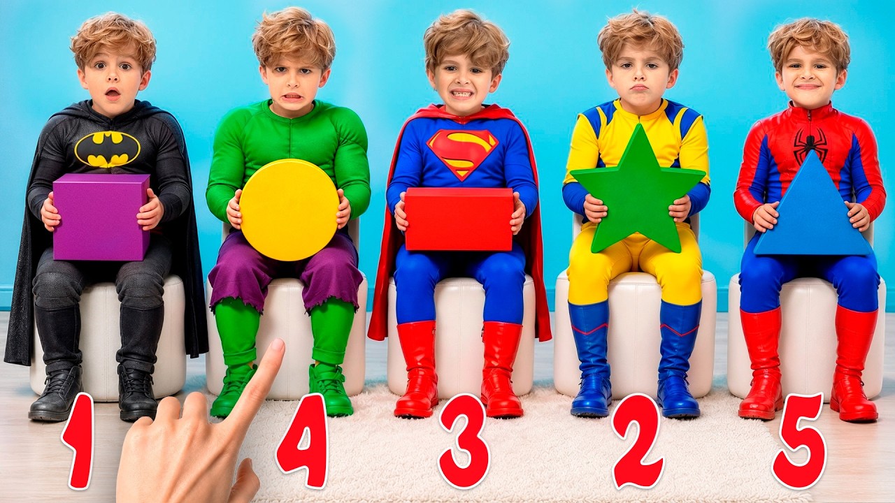 Eva and her Superhero Friends are learning shapes and numbers