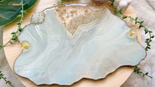 Gorgeous Sage Geode Resin Tray