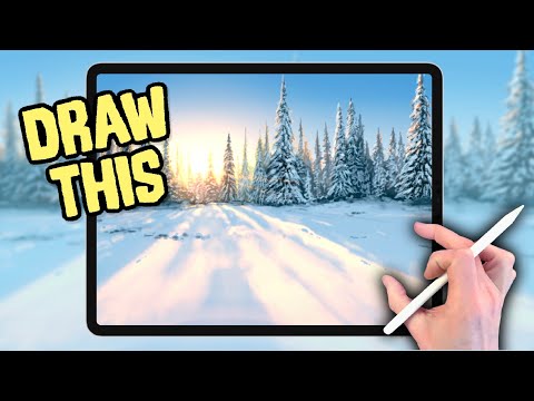 IPAD PAINTING MADE EASY - Snow Forest Sunrise landscape Procreate tutorial