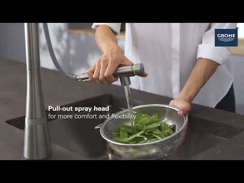 GROHE Zedra SmartControl Pull-Out Single Spray Kitchen Faucet 1.75 GPM (6.6 L/min) // GROHE STARLIGHT CHROME // YouTube Video