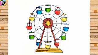 How to Draw Ferris Wheel Step by Step | Easy Ferris Wheel Drawing Tutorial