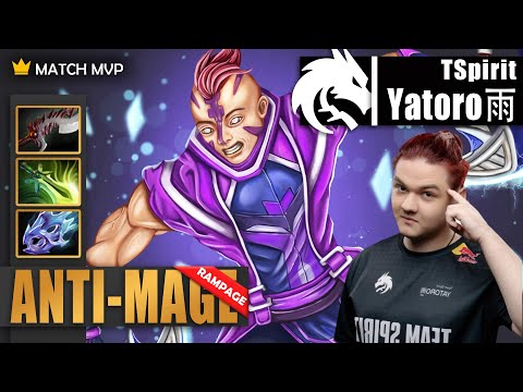 [RAMPAGE] Anti-Mage Safelane | TSpirit.Yatoro | HUGE COMEBACK & RAMPAGE | 7.34c Gameplay Highlight