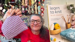 2: The Striped One  #Knit50Squares 2026-Learn to knit in 50 squares by Anna Pantelous #learntoknit 