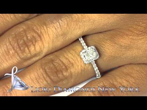 ER-SOLD-006 - 0.73 Carat F-VS2 Radiant Cut Diamond Engagement Ring 14k White Gold Pave Halo