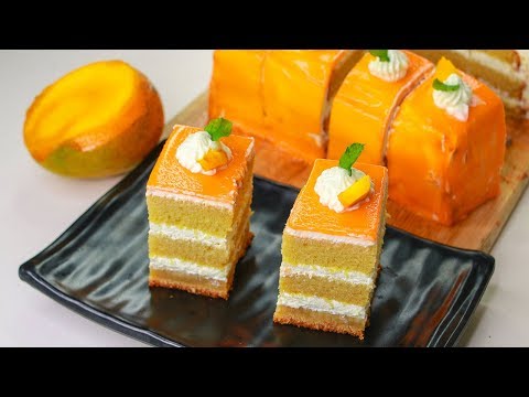 Mango Pastry | Eggless & Without Oven | Mango Slice Cake Recipe | Eggless Mango Cake | Yummy