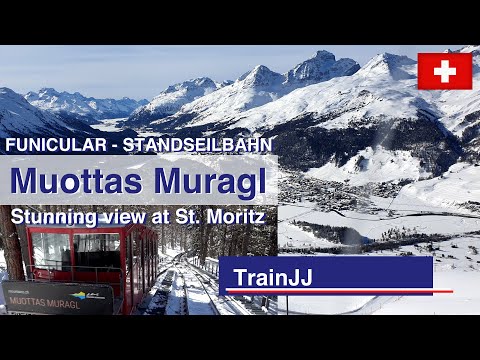 ▶ 4K Muottas Muragl Bahn - Switzerland | Funicular - Standseilbahn | Spectacular view at St. Moritz