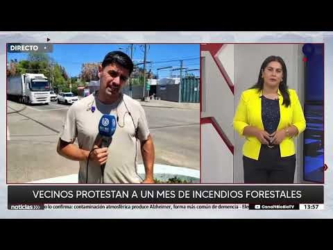 Vecinos protestan a un mes de los incendios forestales en Penco