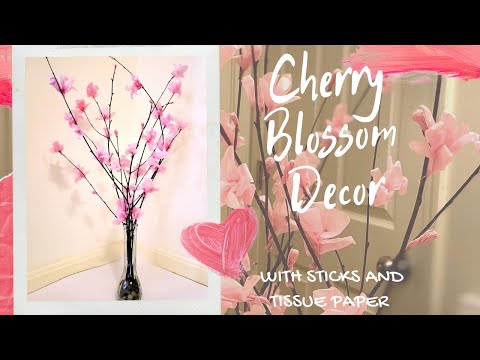 DIY Tissue paper flower decoration | Cherry blossoms home decor
