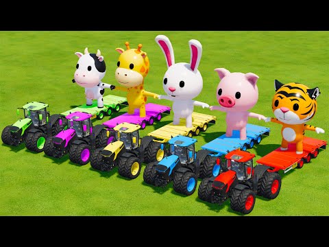 LOAD GIANT ANIMALS AND TRANSPORTING WITH JCB TRACTORS - Farming Simulator 22