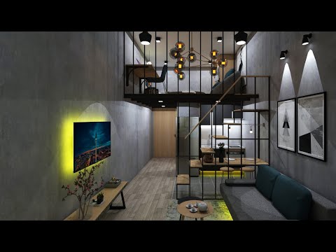 NEVER TOO SMALL 20sqm Tiny Apartment Industrial Style | Space Saving Micro Apartment 215sqft