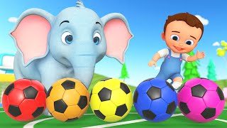 Learning Colors for Children with Baby Boy and Elephant Fun Play Color Soccer Balls Game Educational