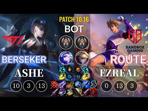 T1 Berseker Ashe vs SB Route Ezreal Bot - KR Patch 10.16