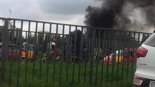 Vehicle on flames at Shiashi, Accra,Ghana