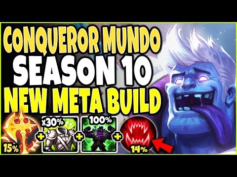 NEW CONQUEROR MUNDO SEASON 10 NEW META BUILD 🔥 INSANE HEAL AND DAMAGE 🔥 LoL TOP Mundo S10 Gameplay