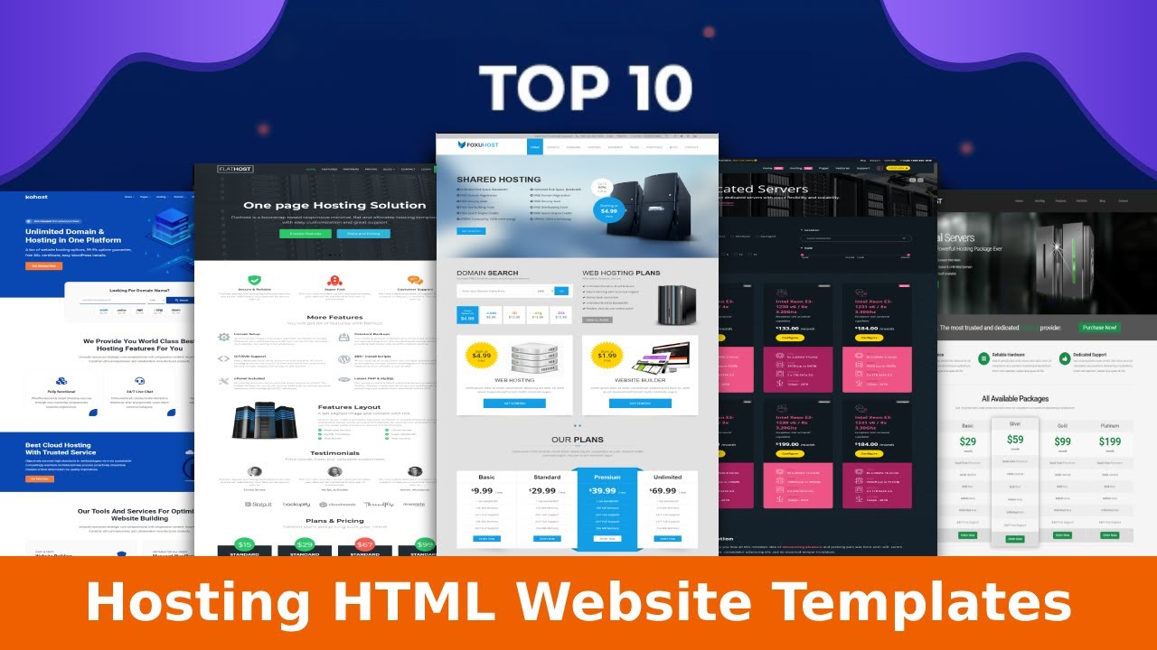 Top 10 Hosting HTML Website Templates For Web Developer | Best Hosting Web Templates | Wpshopmart