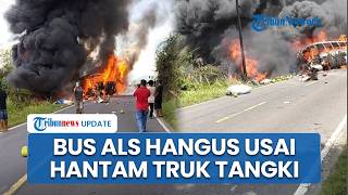 PENAMPAKAN Bus ALS Hangus Sisa Kerangka usai Kecelakaan dengan Truk Tangki Minyak, 16 Orang Tewas