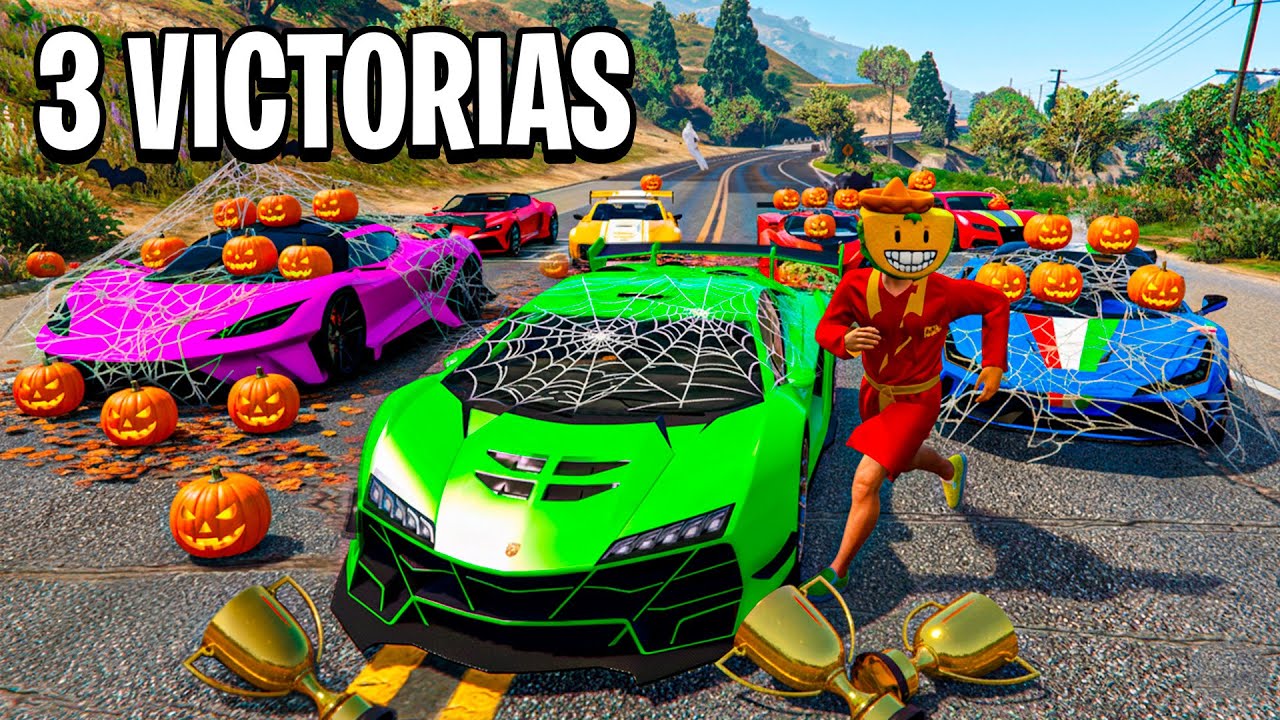 TRIPLE VICTORIA EN EL ÚLTIMO EXPLOTA CON COCHES ALEATORIOS! ESPECIAL HALLOWEEN!! - GTA 5 ONLINE