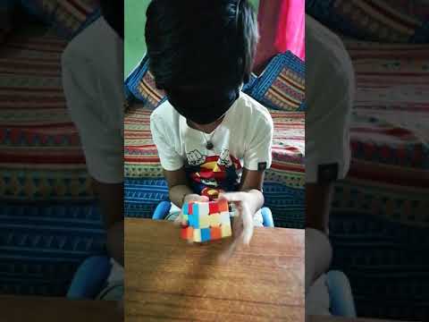 Siddhartha solving the Rubix Cube Puzzle by blind folded....