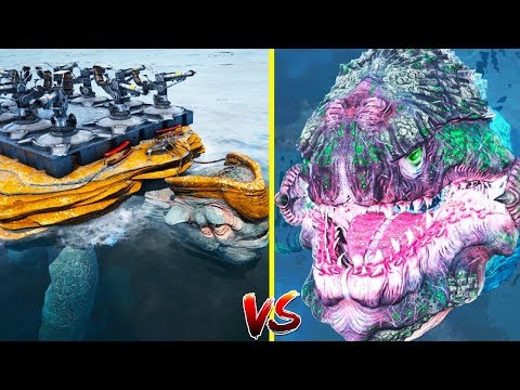 Using Tamed War-Turtle MEGACHELON To Battle EEL BOSS MOEDER - Ark Survival Evolved Genesis
