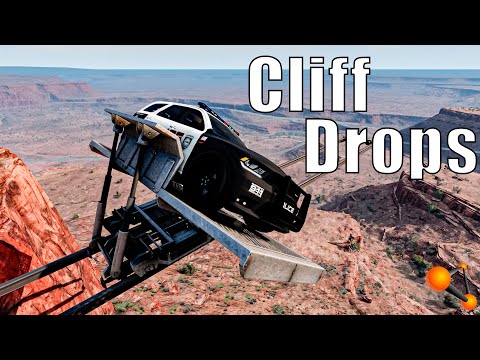 Cars vs Rollover Sled Crash test Cliff Drops - BeamNG.Drive