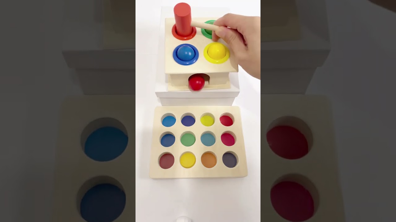 Relaxing sound | Colorful wooden balls Sorting Hammer ASMR satisfying video🌈  #asmr #satisfying